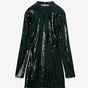 Zara Green Mini Sequin Dress